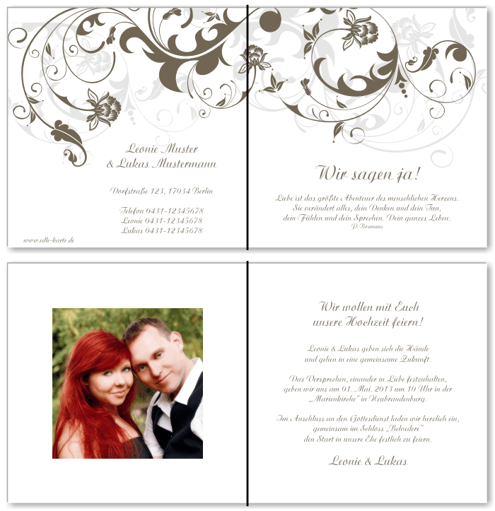  Einladungskarten Hochzeit, Hochzeitseinladungen, Hochzeitskarten, Einladungen f&uuml;r Hochzeit