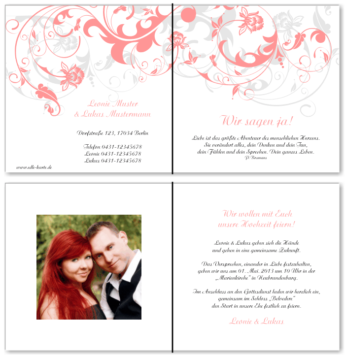  Einladungskarten Hochzeit, Hochzeitseinladungen, Hochzeitskarten, Einladungen f&uuml;r Hochzeit