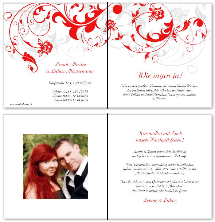  Einladungskarten Hochzeit, Hochzeitseinladungen, Hochzeitskarten, Einladungen f&uuml;r Hochzeit