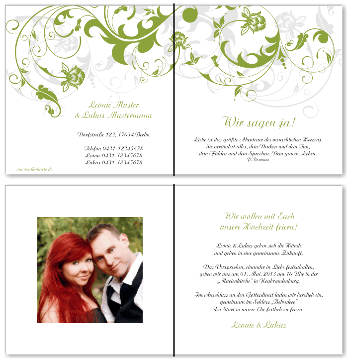  Einladungskarten Hochzeit, Hochzeitseinladungen, Hochzeitskarten, Einladungen f&uuml;r Hochzeit