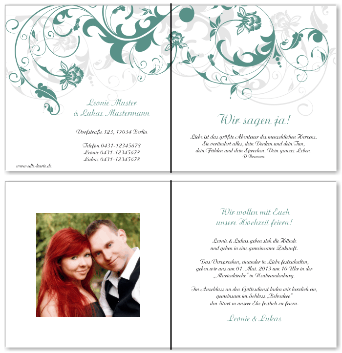  Einladungskarten Hochzeit, Hochzeitseinladungen, Hochzeitskarten, Einladungen f&uuml;r Hochzeit