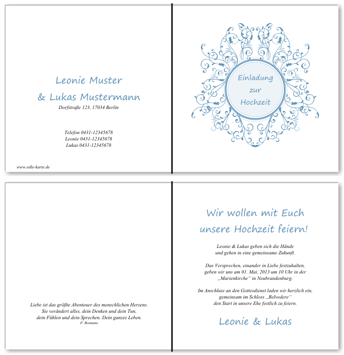  Einladungskarten Hochzeit, Hochzeitseinladungen, Hochzeitskarten, Einladungen f&uuml;r Hochzeit