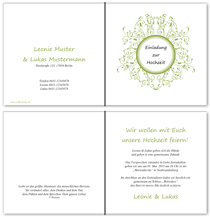  Einladungskarten Hochzeit, Hochzeitseinladungen, Hochzeitskarten, Einladungen f&uuml;r Hochzeit