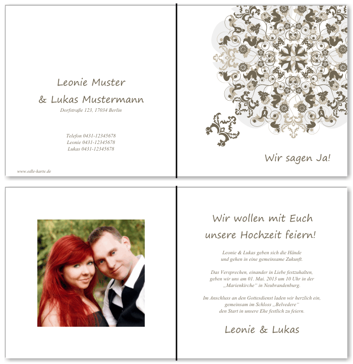  Einladungskarten Hochzeit, Hochzeitseinladungen, Hochzeitskarten, Einladungen f&uuml;r Hochzeit