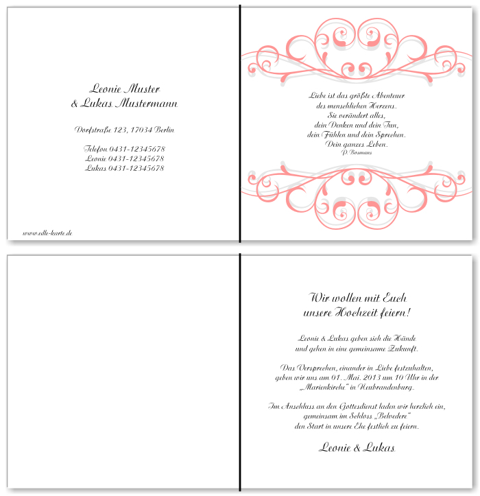  Einladungskarten Hochzeit, Hochzeitseinladungen, Hochzeitskarten, Einladungen f&uuml;r Hochzeit