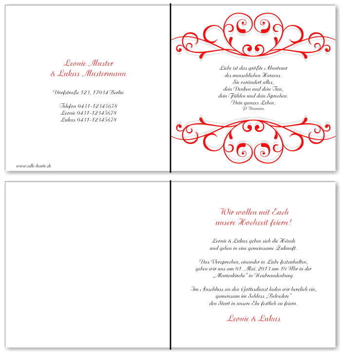  Einladungskarten Hochzeit, Hochzeitseinladungen, Hochzeitskarten, Einladungen f&uuml;r Hochzeit