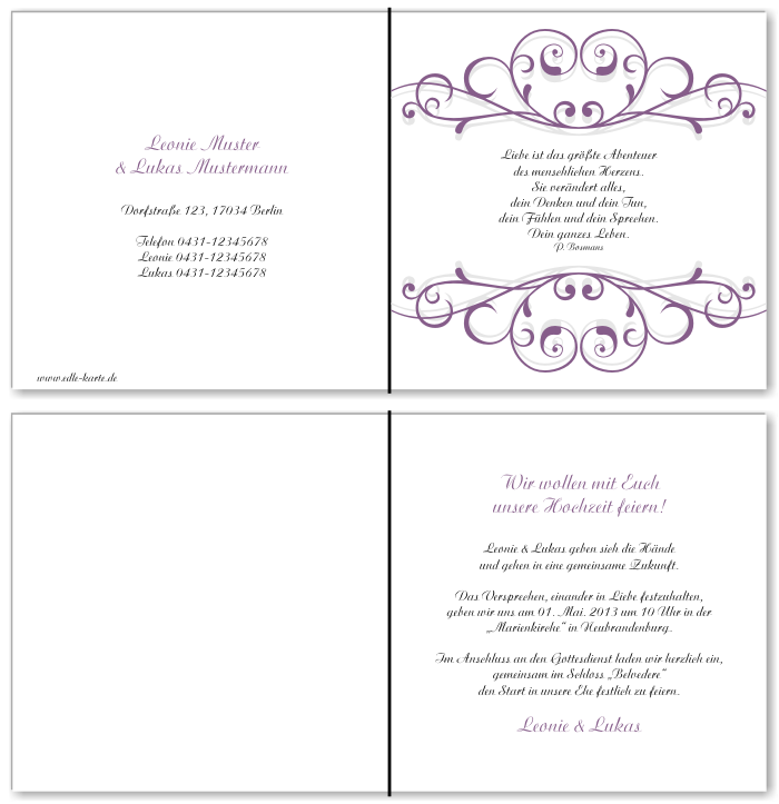  Einladungskarten Hochzeit, Hochzeitseinladungen, Hochzeitskarten, Einladungen f&uuml;r Hochzeit