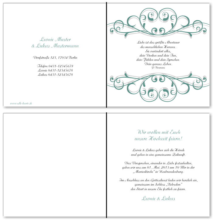  Einladungskarten Hochzeit, Hochzeitseinladungen, Hochzeitskarten, Einladungen f&uuml;r Hochzeit