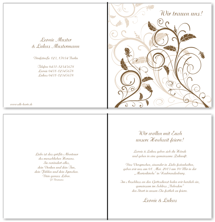  Einladungskarten Hochzeit, Hochzeitseinladungen, Hochzeitskarten, Einladungen f&uuml;r Hochzeit