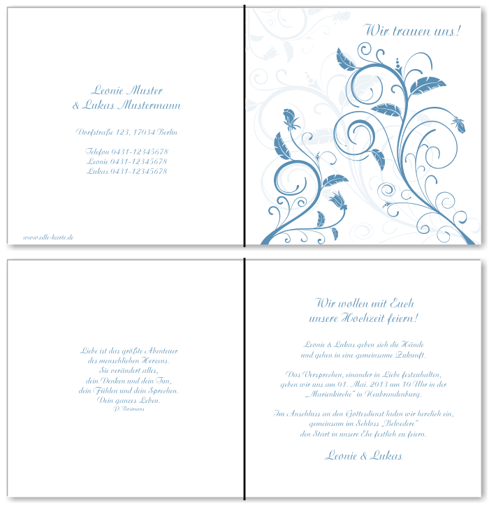  Einladungskarten Hochzeit, Hochzeitseinladungen, Hochzeitskarten, Einladungen f&uuml;r Hochzeit