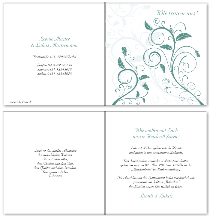  Einladungskarten Hochzeit, Hochzeitseinladungen, Hochzeitskarten, Einladungen f&uuml;r Hochzeit