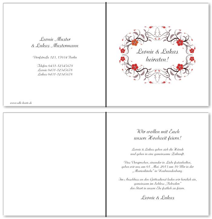  Einladungskarten Hochzeit, Hochzeitseinladungen, Hochzeitskarten, Einladungen f&uuml;r Hochzeit