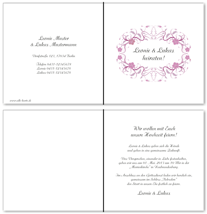  Einladungskarten Hochzeit, Hochzeitseinladungen, Hochzeitskarten, Einladungen f&uuml;r Hochzeit