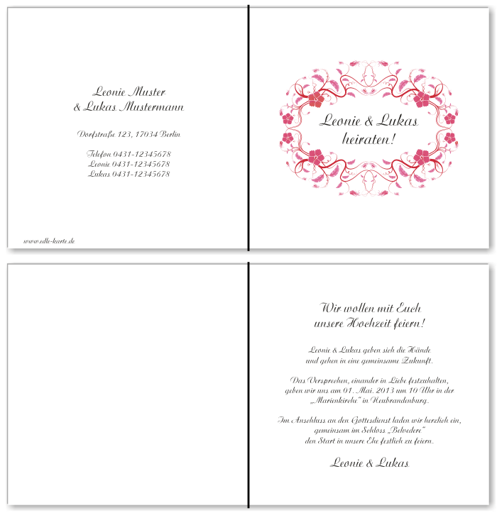  Einladungskarten Hochzeit, Hochzeitseinladungen, Hochzeitskarten, Einladungen f&uuml;r Hochzeit