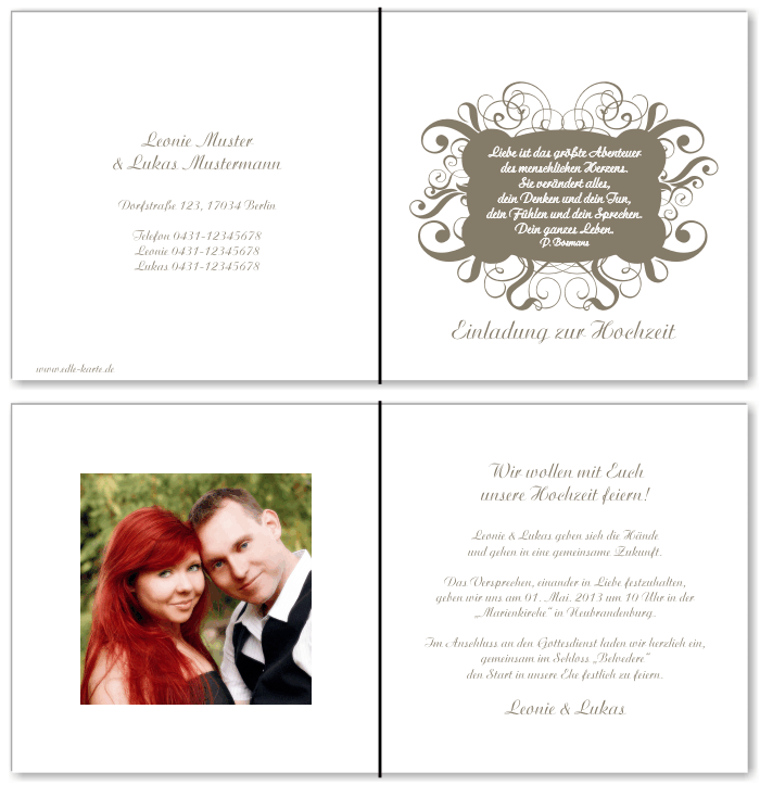  Einladungskarten Hochzeit, Hochzeitseinladungen, Hochzeitskarten, Einladungen f&uuml;r Hochzeit