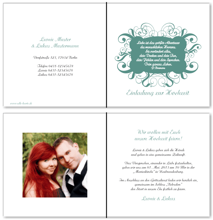  Einladungskarten Hochzeit, Hochzeitseinladungen, Hochzeitskarten, Einladungen f&uuml;r Hochzeit