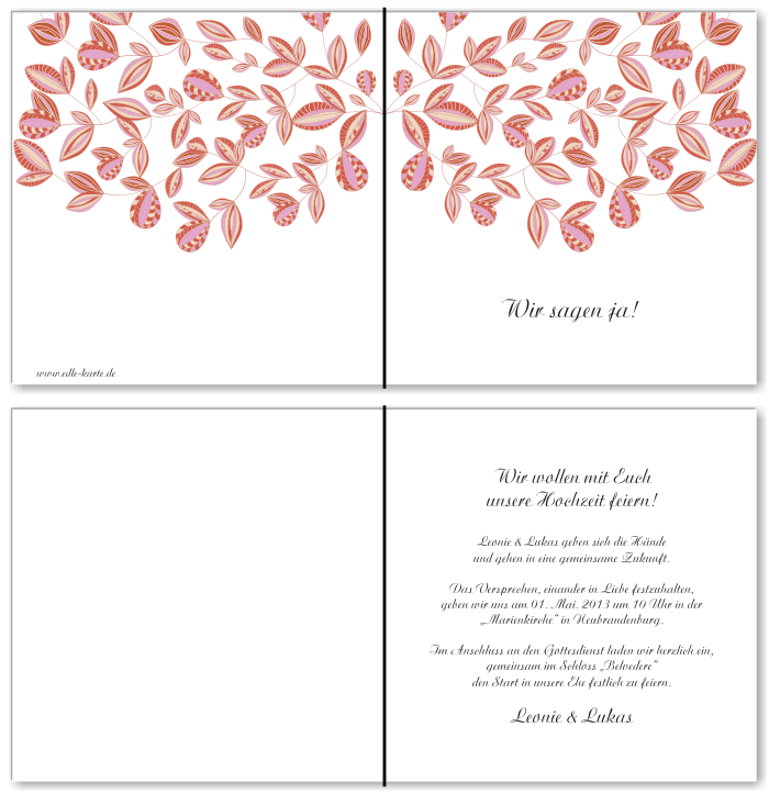  Einladungskarten Hochzeit, Hochzeitseinladungen, Hochzeitskarten, Einladungen f&uuml;r Hochzeit