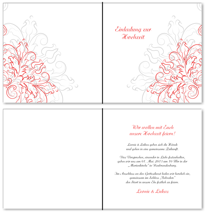  Einladungskarten Hochzeit, Hochzeitseinladungen, Hochzeitskarten, Einladungen f&uuml;r Hochzeit