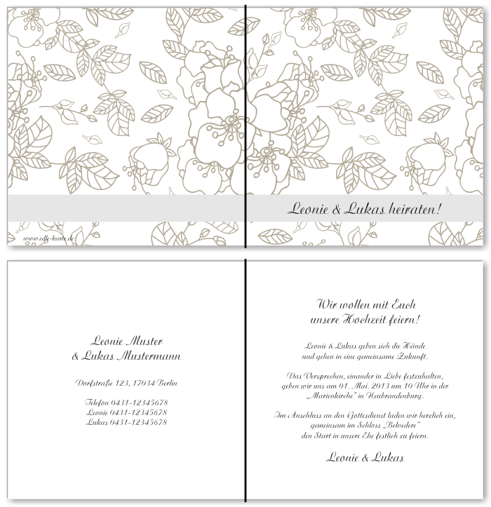  Einladungskarten Hochzeit, Hochzeitseinladungen, Hochzeitskarten, Einladungen f&uuml;r Hochzeit