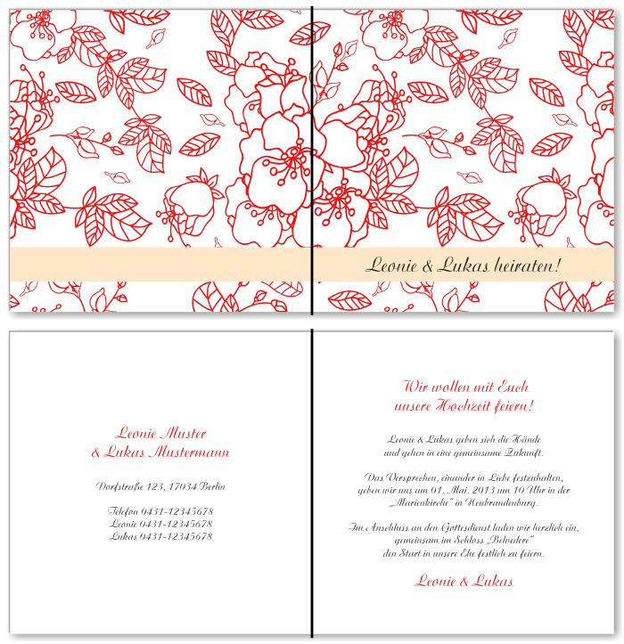  Einladungskarten Hochzeit, Hochzeitseinladungen, Hochzeitskarten, Einladungen f&uuml;r Hochzeit