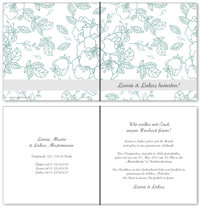  Einladungskarten Hochzeit, Hochzeitseinladungen, Hochzeitskarten, Einladungen f&uuml;r Hochzeit