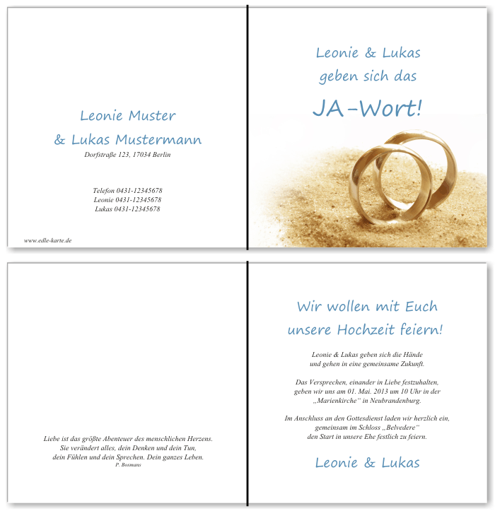  Einladungskarten Hochzeit, Hochzeitseinladungen, Hochzeitskarten, Einladungen f&uuml;r Hochzeit