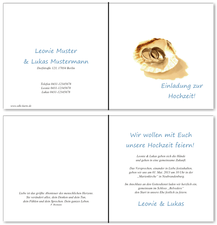  Einladungskarten Hochzeit, Hochzeitseinladungen, Hochzeitskarten, Einladungen f&uuml;r Hochzeit