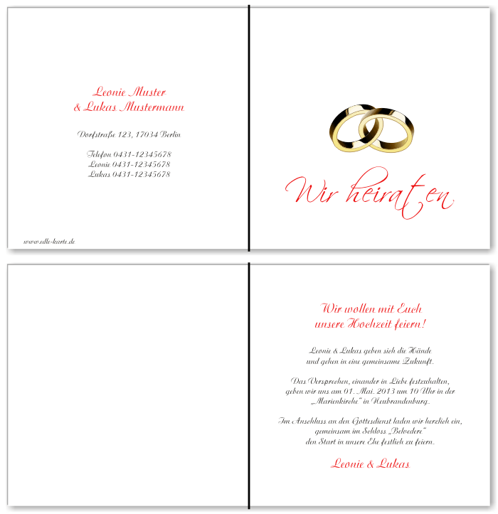  Einladungskarten Hochzeit, Hochzeitseinladungen, Hochzeitskarten, Einladungen f&uuml;r Hochzeit