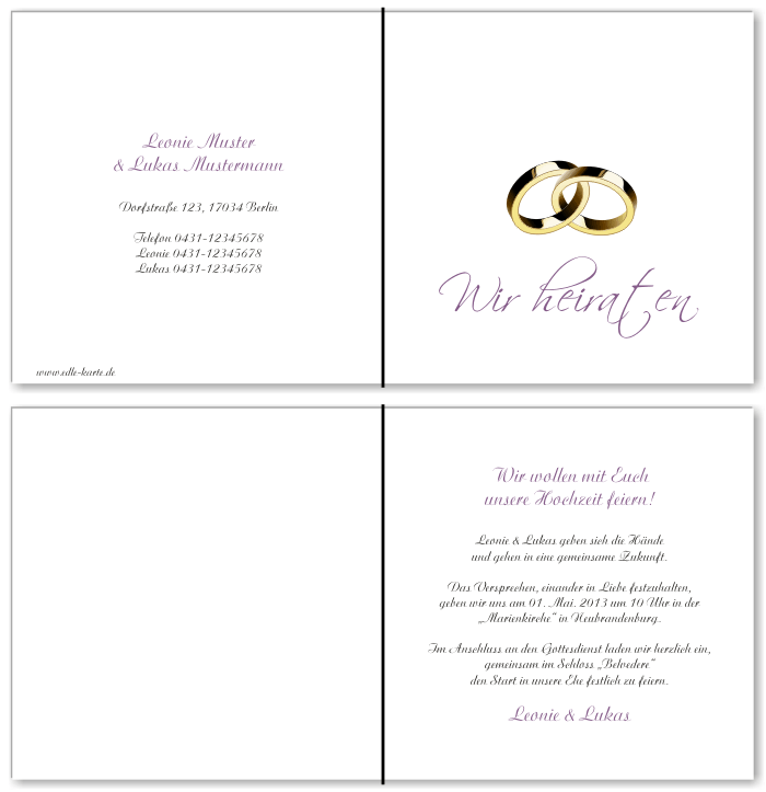  Einladungskarten Hochzeit, Hochzeitseinladungen, Hochzeitskarten, Einladungen f&uuml;r Hochzeit