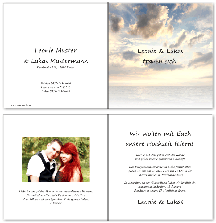  Einladungskarten Hochzeit, Hochzeitseinladungen, Hochzeitskarten, Einladungen f&uuml;r Hochzeit