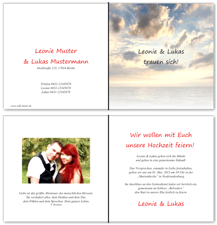  Einladungskarten Hochzeit, Hochzeitseinladungen, Hochzeitskarten, Einladungen f&uuml;r Hochzeit