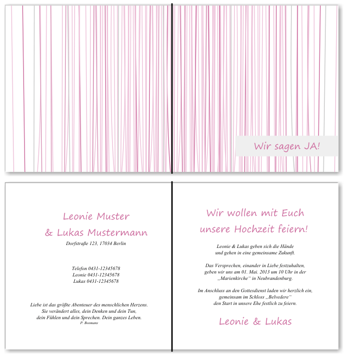  Einladungskarten Hochzeit, Hochzeitseinladungen, Hochzeitskarten, Einladungen f&uuml;r Hochzeit