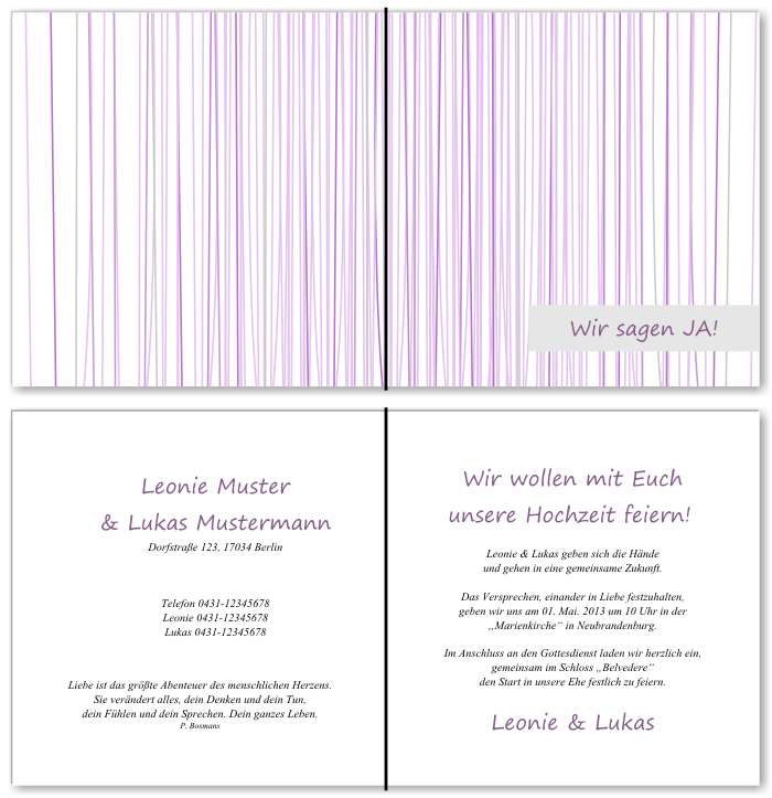  Einladungskarten Hochzeit, Hochzeitseinladungen, Hochzeitskarten, Einladungen f&uuml;r Hochzeit