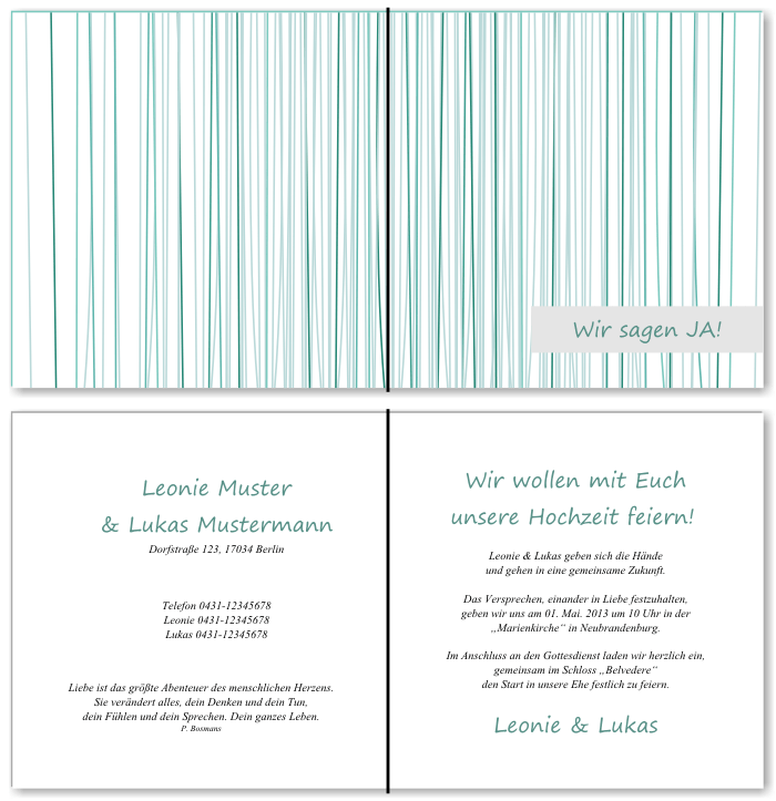  Einladungskarten Hochzeit, Hochzeitseinladungen, Hochzeitskarten, Einladungen f&uuml;r Hochzeit