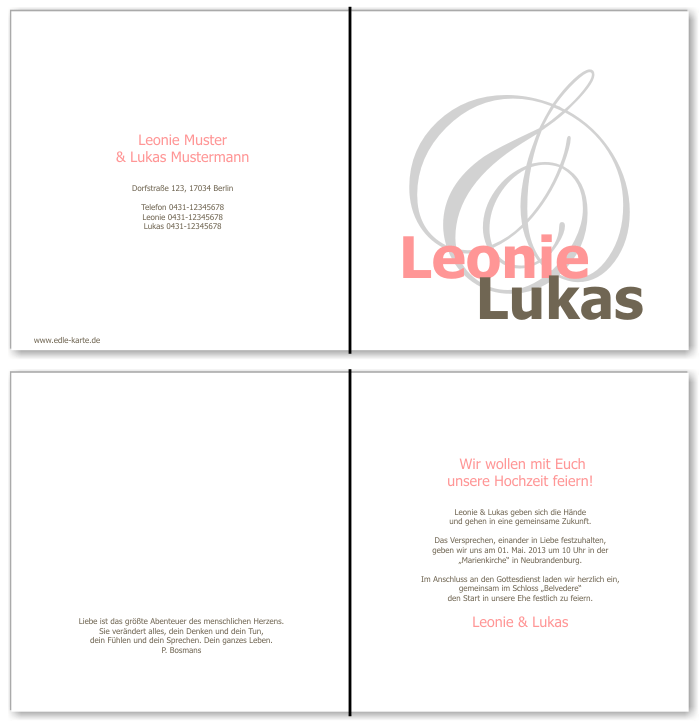  Einladungskarten Hochzeit, Hochzeitseinladungen, Hochzeitskarten, Einladungen f&uuml;r Hochzeit