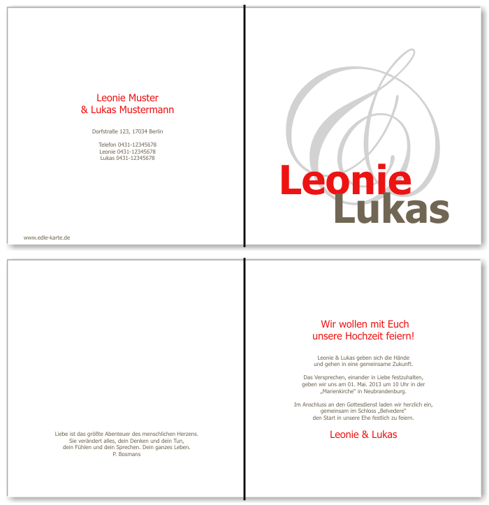  Einladungskarten Hochzeit, Hochzeitseinladungen, Hochzeitskarten, Einladungen f&uuml;r Hochzeit