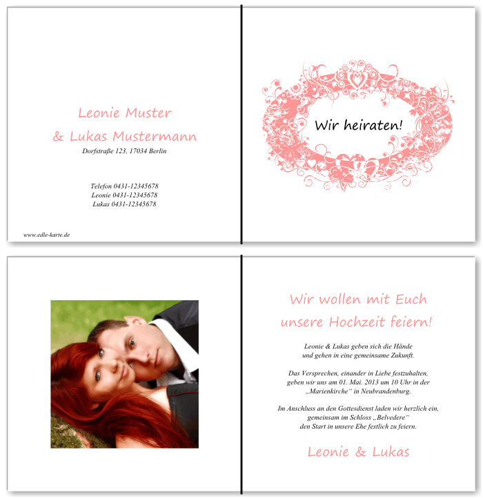  Einladungskarten Hochzeit, Hochzeitseinladungen, Hochzeitskarten, Einladungen f&uuml;r Hochzeit