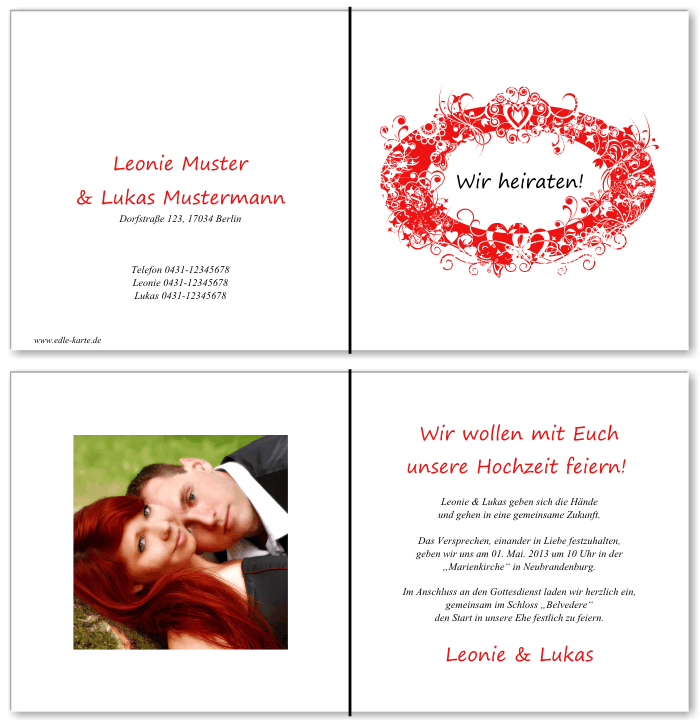  Einladungskarten Hochzeit, Hochzeitseinladungen, Hochzeitskarten, Einladungen f&uuml;r Hochzeit