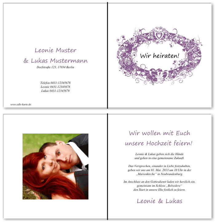  Einladungskarten Hochzeit, Hochzeitseinladungen, Hochzeitskarten, Einladungen f&uuml;r Hochzeit