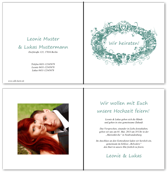  Einladungskarten Hochzeit, Hochzeitseinladungen, Hochzeitskarten, Einladungen f&uuml;r Hochzeit