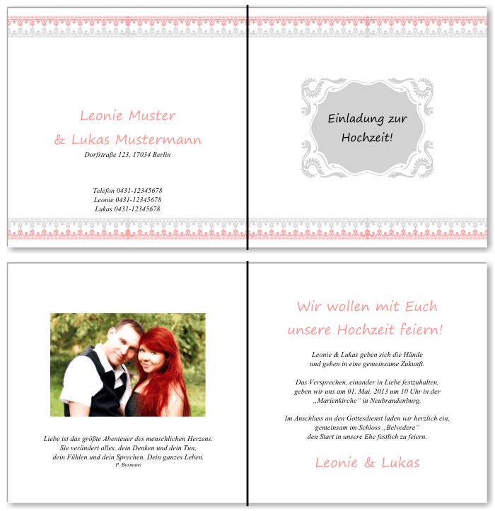  Einladungskarten Hochzeit, Hochzeitseinladungen, Hochzeitskarten, Einladungen f&uuml;r Hochzeit