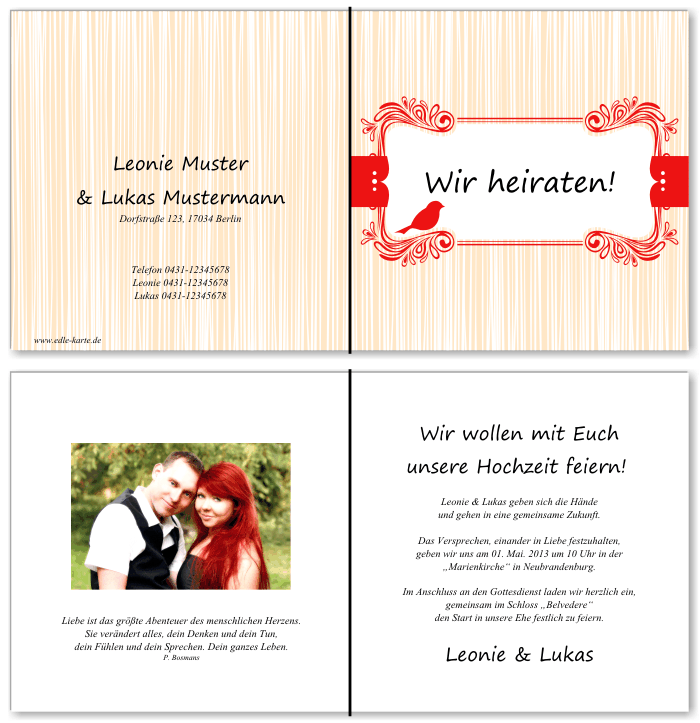  Einladungskarten Hochzeit, Hochzeitseinladungen, Hochzeitskarten, Einladungen f&uuml;r Hochzeit