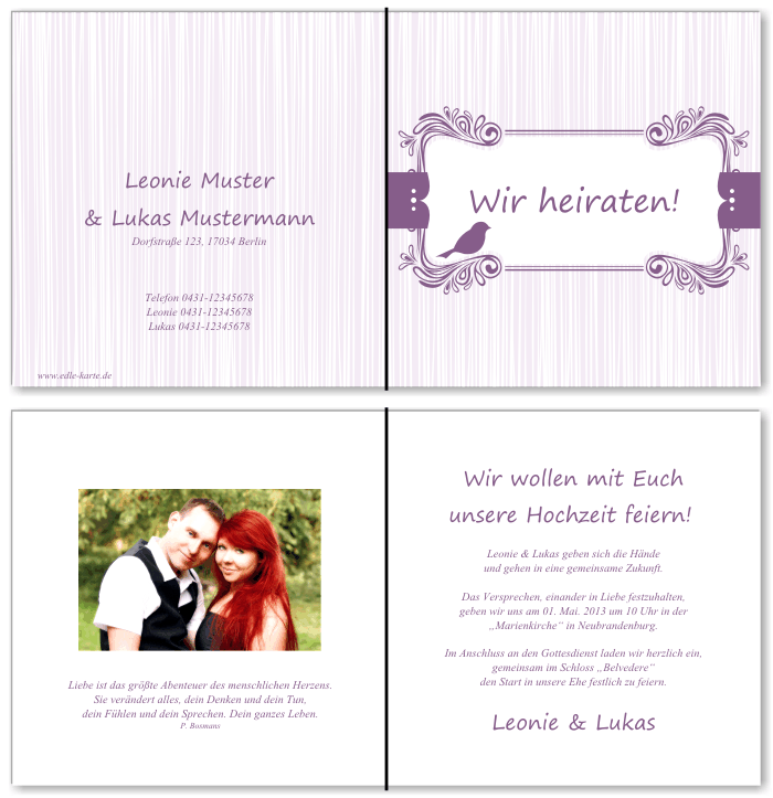 Einladungskarten Hochzeit, Hochzeitseinladungen, Hochzeitskarten, Einladungen f&uuml;r Hochzeit