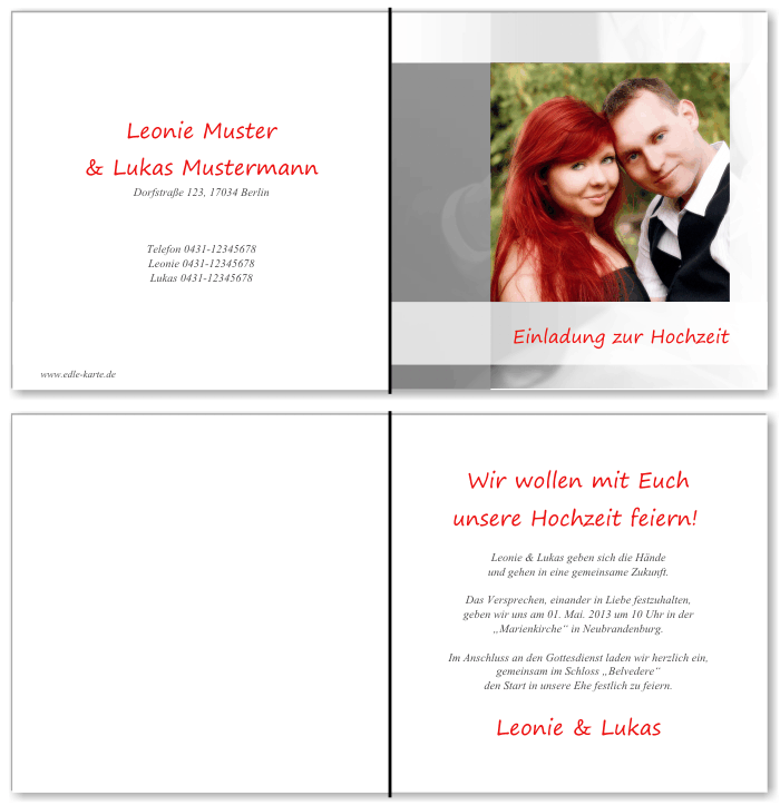  Einladungskarten Hochzeit, Hochzeitseinladungen, Hochzeitskarten, Einladungen f&uuml;r Hochzeit