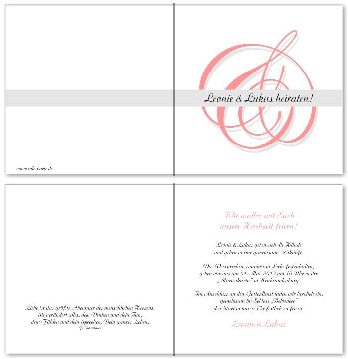  Einladungskarten Hochzeit, Hochzeitseinladungen, Hochzeitskarten, Einladungen f&uuml;r Hochzeit