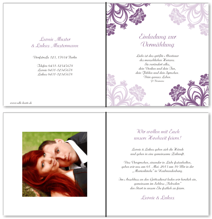  Einladungskarten Hochzeit, Hochzeitseinladungen, Hochzeitskarten, Einladungen f&uuml;r Hochzeit