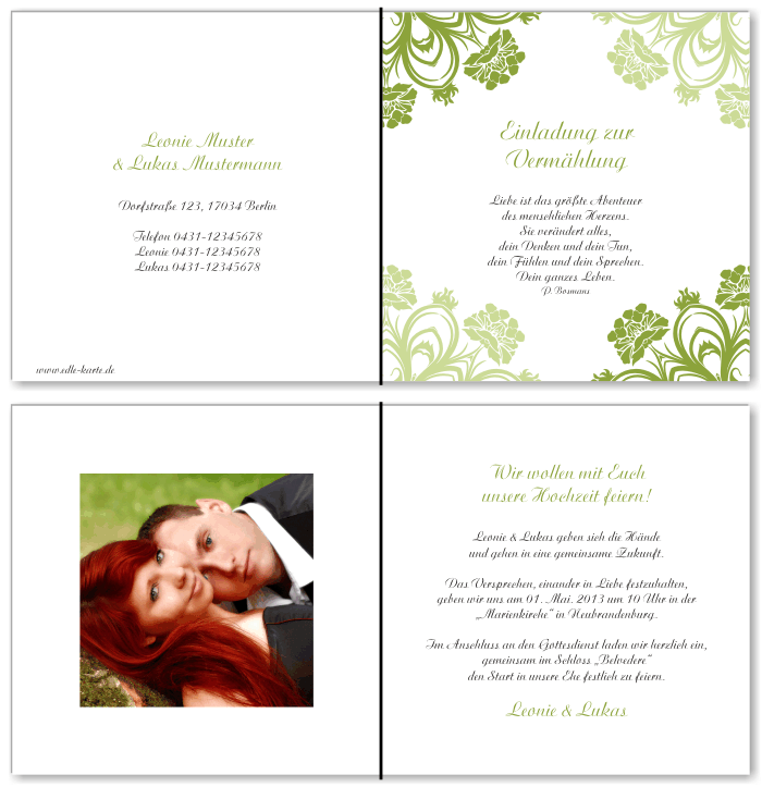  Einladungskarten Hochzeit, Hochzeitseinladungen, Hochzeitskarten, Einladungen f&uuml;r Hochzeit