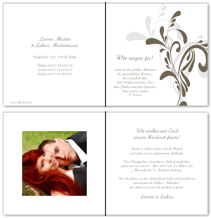  Einladungskarten Hochzeit, Hochzeitseinladungen, Hochzeitskarten, Einladungen f&uuml;r Hochzeit