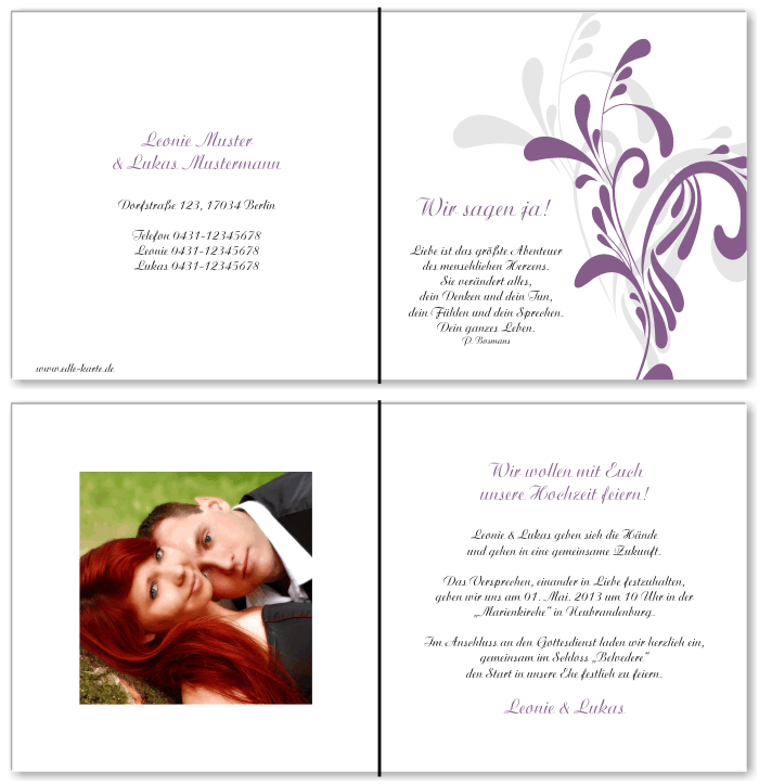  Einladungskarten Hochzeit, Hochzeitseinladungen, Hochzeitskarten, Einladungen f&uuml;r Hochzeit