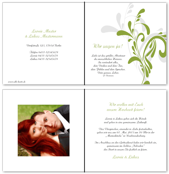  Einladungskarten Hochzeit, Hochzeitseinladungen, Hochzeitskarten, Einladungen f&uuml;r Hochzeit